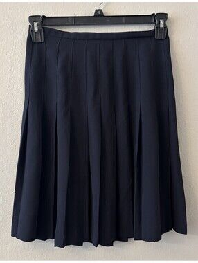 Women’s Navy Blue Pleated Knee Length Skirt Size 10